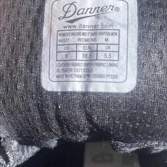 Danner Inquire Mid Waterproof Hiking Boots In Dark Grey/Salmon-Sz 8 - Picture 10 of 16